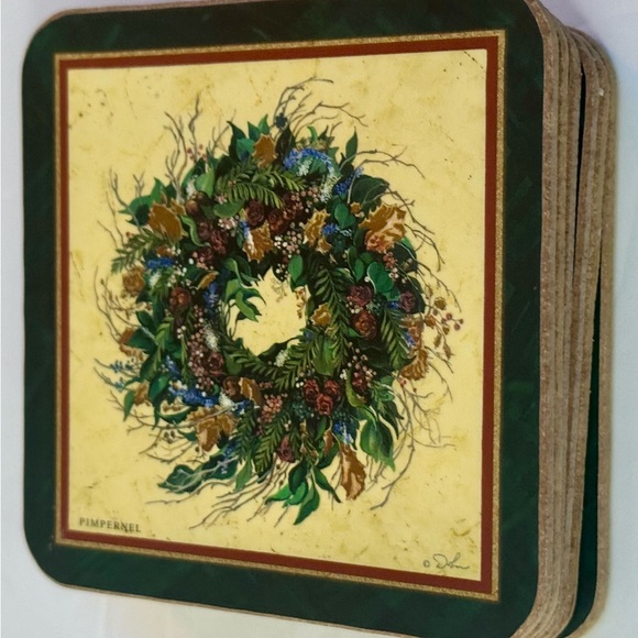 Vintage Pimpernel Holiday Coasters Set of 6 - Cork Back - Good Condition - Picture 15 of 16
